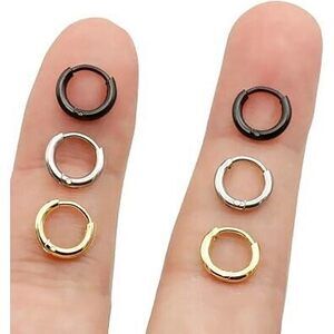 6Mm Mini Hoop Earrings,Gold Silver Black Plated Tiny Thin Snug Cartilage Hoop